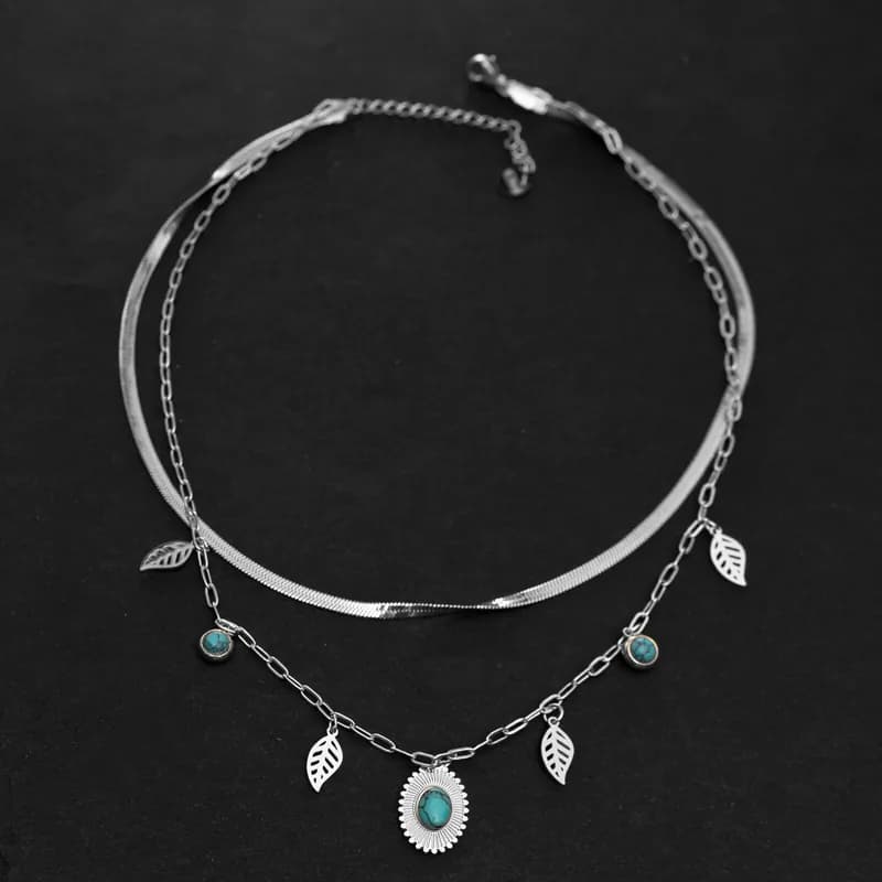 Edelstahl Halskette Kette Feder Amulett Anhänger Schlangenkette Silberfarben Neu