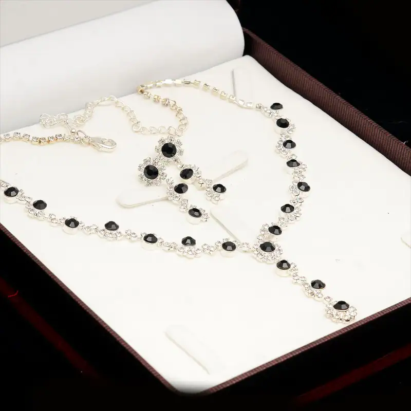 Schmuckset Collier Kette Ohrringe 3 Farben Strass Brautschmuck Hochzeit festlich