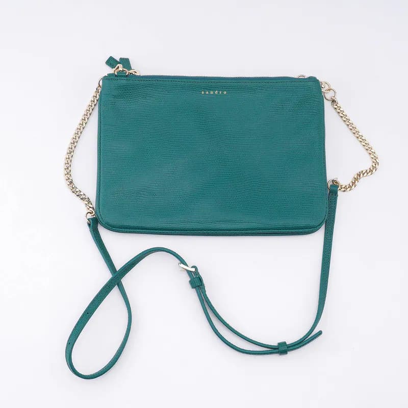 Sandro Paris Handtasche Grün Leder Damen Umhängetasche SFASA00372