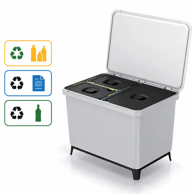 Mülleimer Abfalleimer Müllsortierer Trennsystem Abfallsammler 2x10L + 1x23L