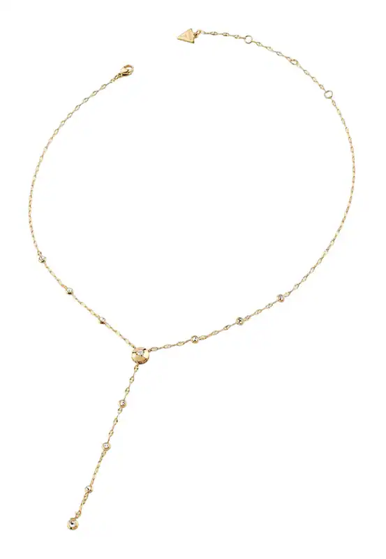 GUESS Sparks 16-18" Crystals Y Necklace Halskette Yellow Gold goldfarben weiß