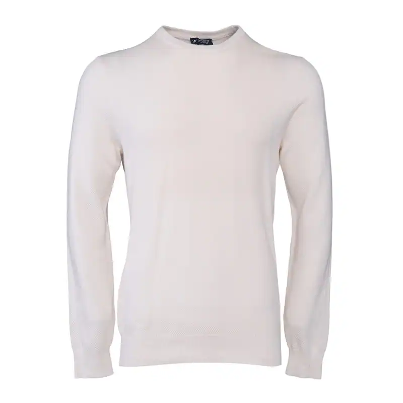 Hackett London Pullover Ecru Gr. S Herren 100% Baumwolle Strick HM702815