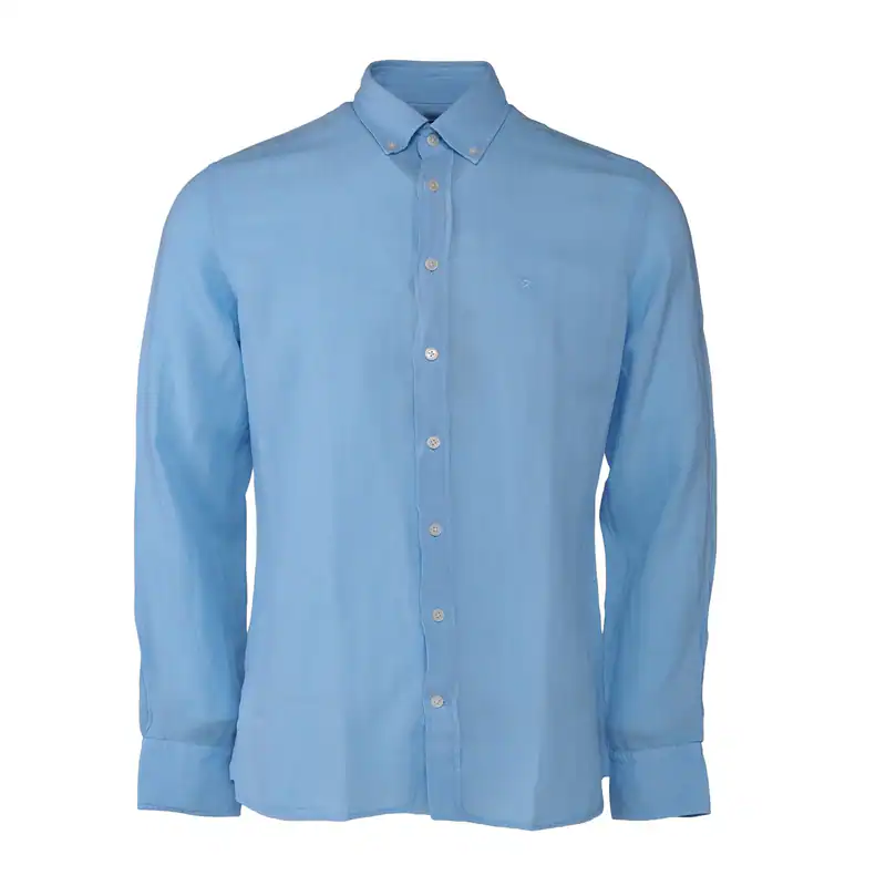Hackett London Herren Hemd Blau Leinen Baumwolle HM309530 Gr. XL 44 Shirt