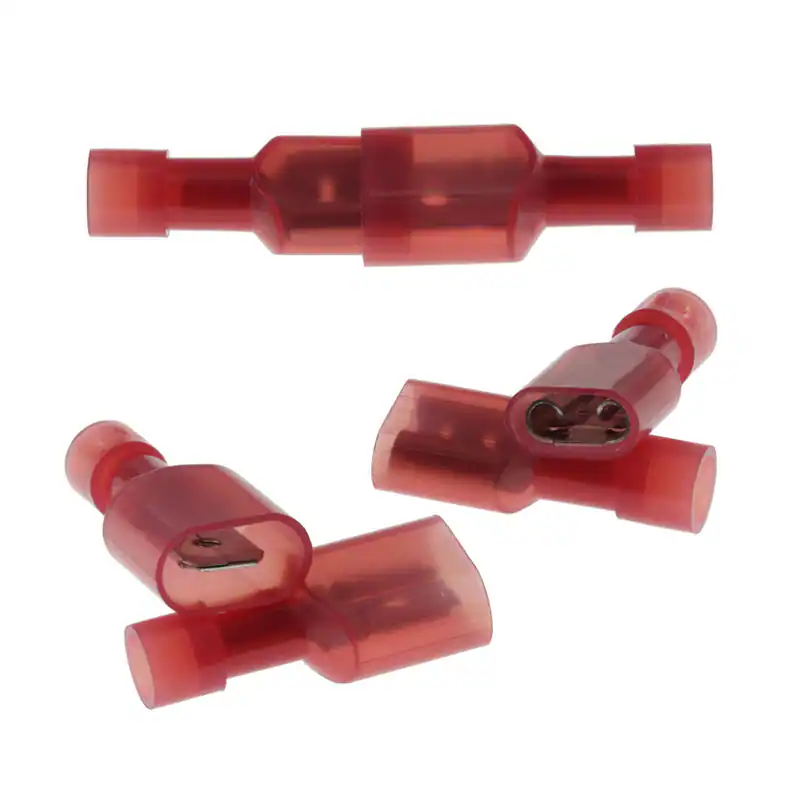 Rote Flachsteckerhülse aus Nylon 6,3mm, Kabel Stecker Vollisoliert 0.5 - 1.5mm²