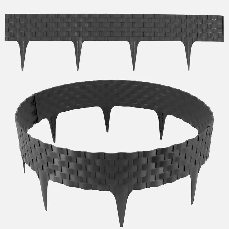 Rasenkante Rattanoptik I Anthrazit I 4x80 cm Module I Kunststoff Beeteinfassung