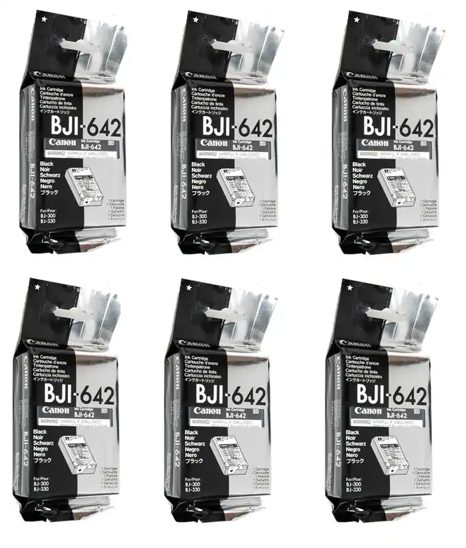 6 x Original Canon BJI-642 schwarz black BJ-300 BJ-300J BJ-330 BJ-330J ----- OVP