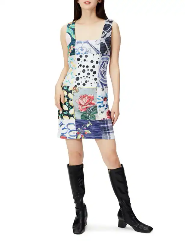 Desigual Damen Kleid Bunt Abstraktes Muster Slim Fit Etuikleid Gr. M 21WWVK90 – neu – Damenmode – Foto 1 von 5