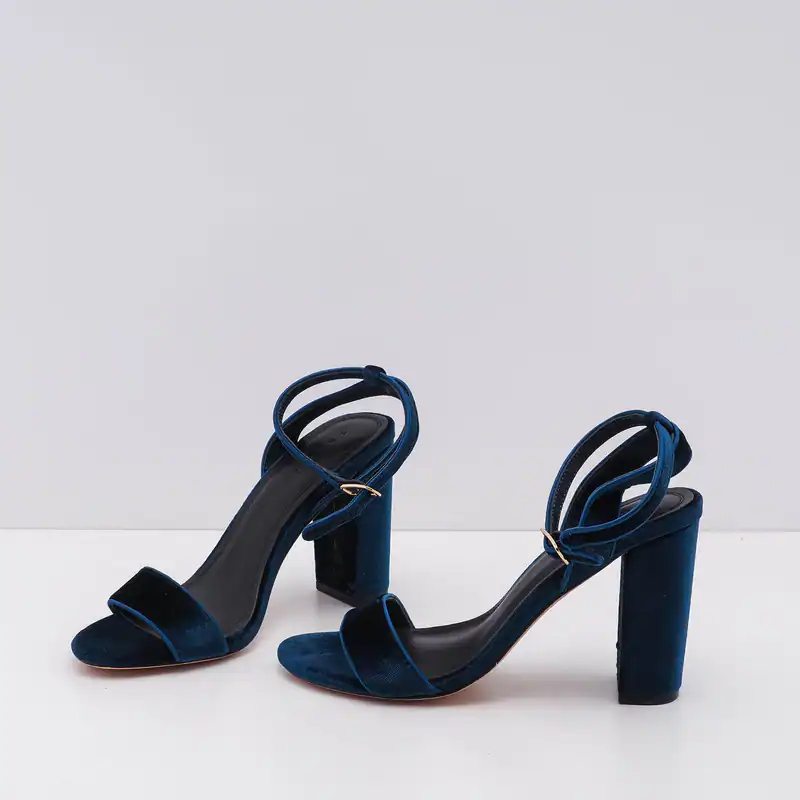 Sandro Sandalen Blau Gr. 38 Damen Samt Velvet Sandaletten Absatz CH1630E