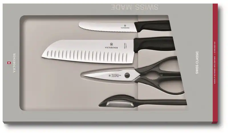 VICTORINOX Küchengarnitur SWISS CLASSIC 4er Set Messer Schere 6.7133.4G