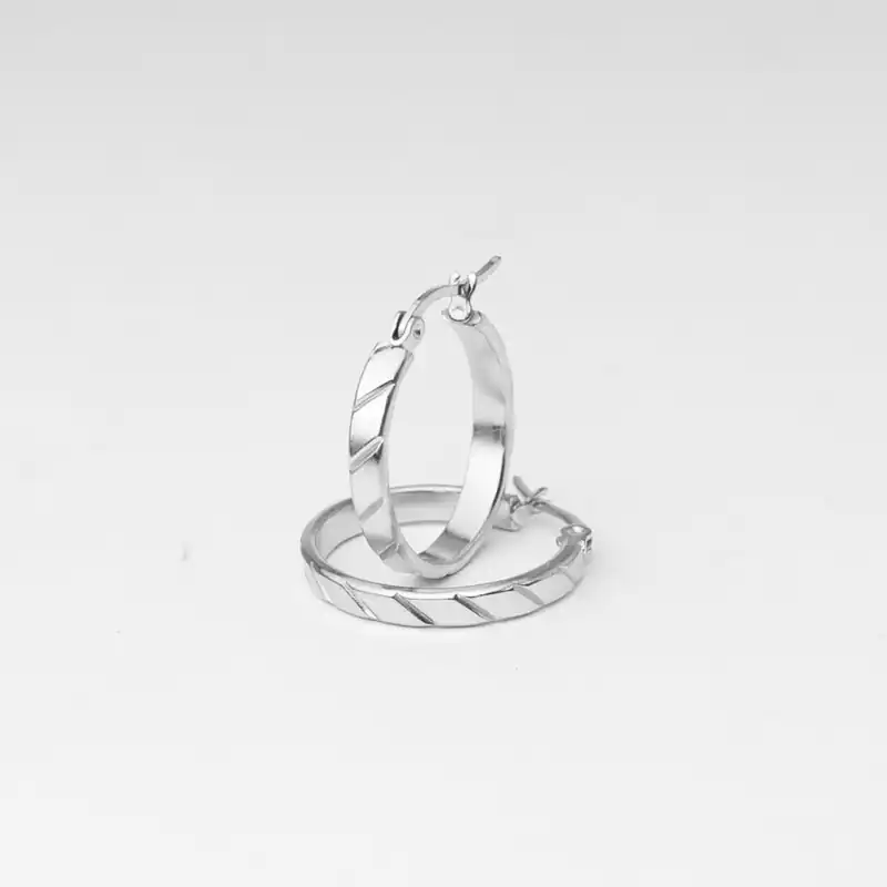 Edelstahl Creolen Creole Ohrschmuck Silberfarben Ohrringe gestreiftes Muster