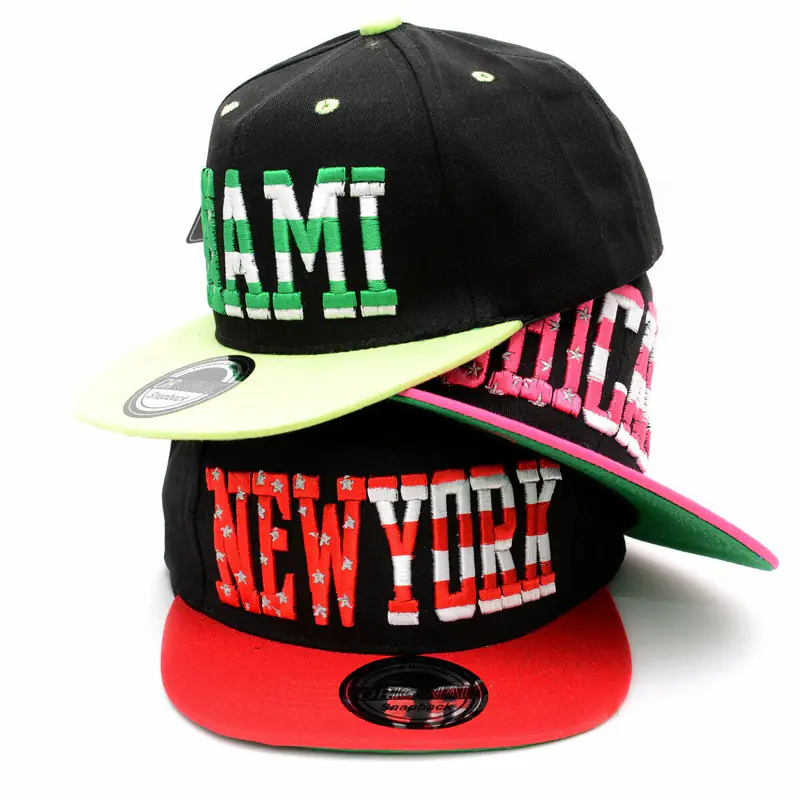 Snapback Cap Basecap Kappe gestreift New York Chicago Stickerei Baseball Unisex