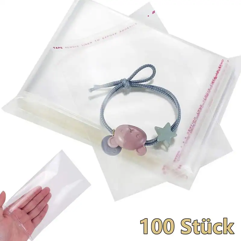 100 Stück Folienbeutel 80x120mm selbstklebend Transparente Tüten verschließbar
