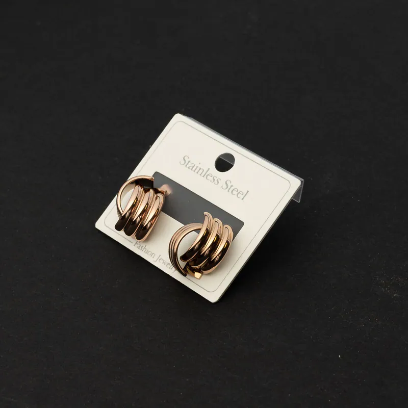 Ohrringe Edelstahl Ohrstecker geschwungenes Design Twist-Creolen Roségoldfarben