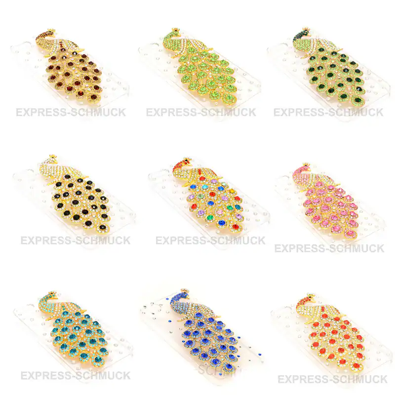 Hardcase Schutzhülle Case Strass Etui für iPhone 5s SE 5 3D Pfau Tasche Hülle