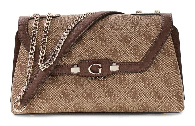 GUESS Lindsey Convertible Xbody Flap Umhängetasche Latte Logo hellbraun Neu