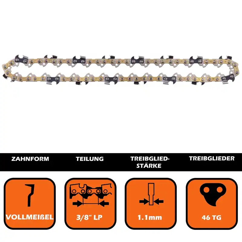 Sägekette Vollmeißel 3/8LP 1,1mm 46TG 30cm passend Dolmar, Makita, Husqvarna