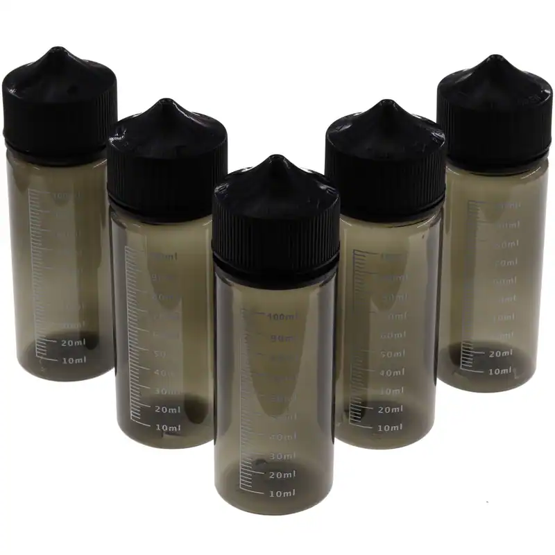 120ml Leerflaschen mit Skala in schwarz Flasche Leerflasche für Liquids, Öl, PET