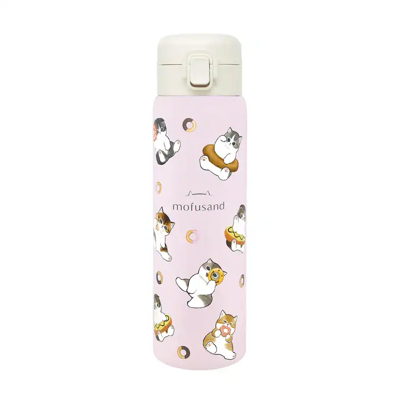 Vakuumisolierte doppelwandige Edelstahl One-Push Flasche, 480ml, Donut Cat