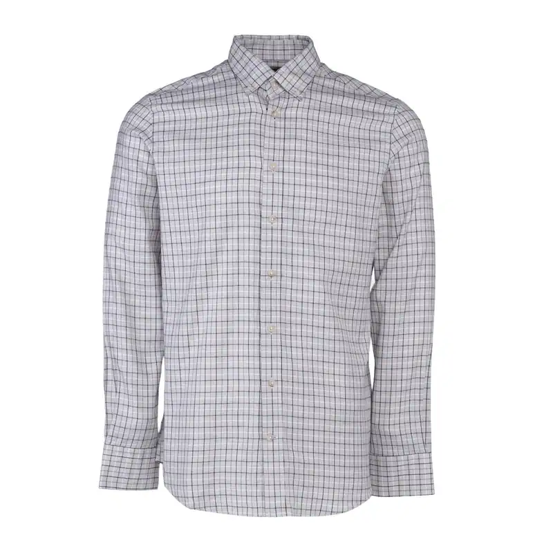 Hackett London Herren Hemd Langarm Kariert Button-Down Grau UVP 170€ Gr M