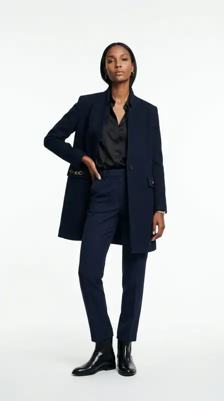 Maje Damen Mantel Navy Wollmischung Horsebit Größe 36 FR MFPOU00918