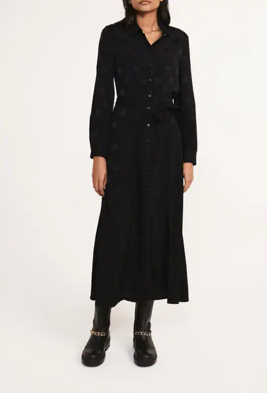 Claudie Pierlot Kleid Schwarz Gr. 36 FR / S Damen Blusenkleid Lang CFPRO00844