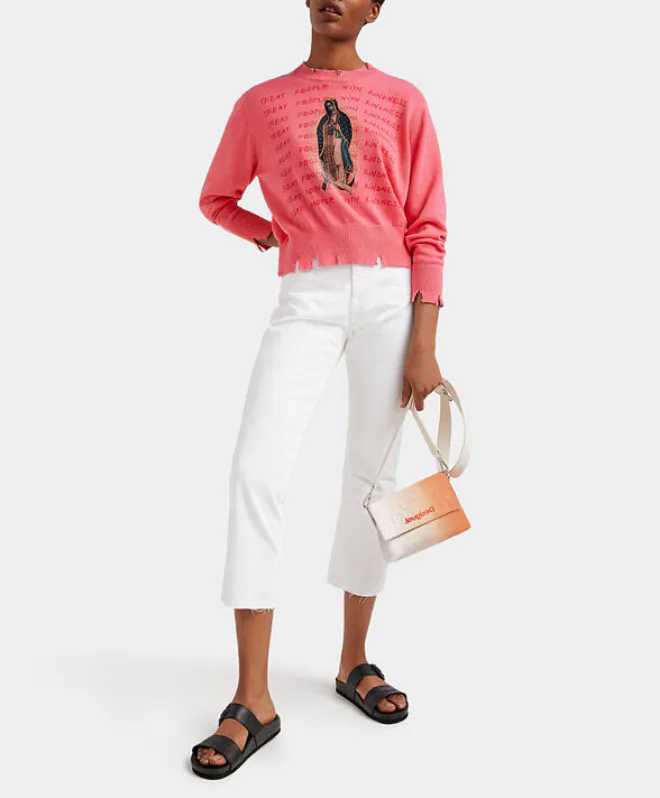 Desigual Damen Pullover Pink Wolle Strick mit Print 22SWJF18