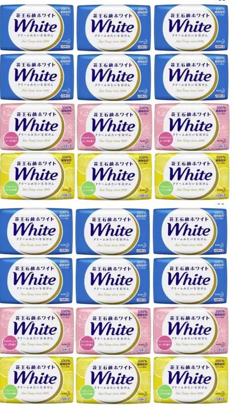 Kao White Festseife 130g, insgesamt 24 Stück (3 Düfte): White Floral, Aromatic