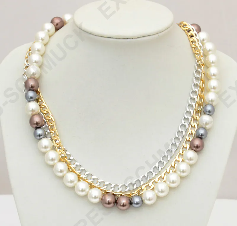 Halskette Kette Collier Blogger Panzerkette Perlenkette Statement Gliederkette