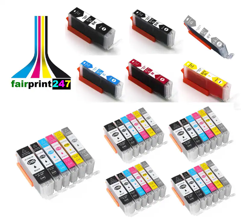 XXL-Patronen für Canon PIXMA MG7753 TS8050 TS8051 TS8052 mit GRAU GRAY