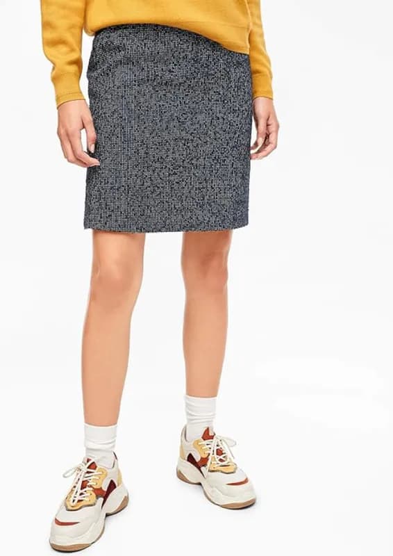S.Oliver Women's Skirt Tweed Pencil Short Dark Blue UK 20 04.899.78.5382