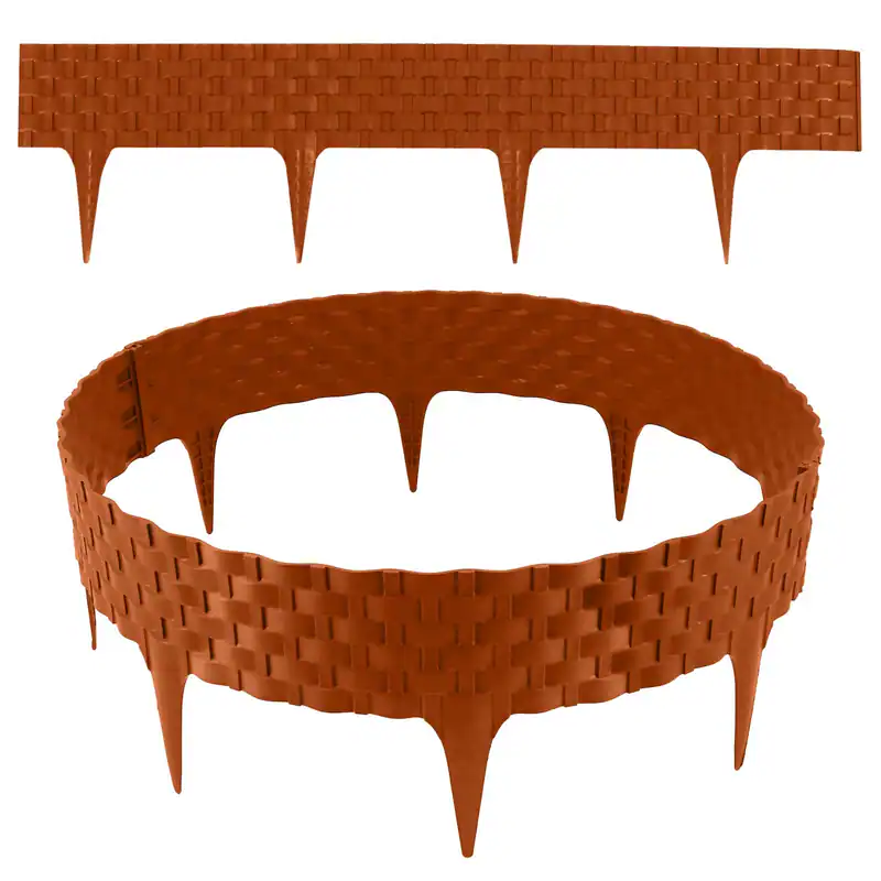 Rasenkante Rattanoptik I Terracotta I 4x80 cm Module I Kunststoff Beeteinfassung