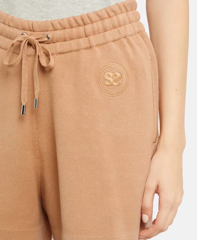 Sandro Shorts Beige Gr. 34 FR 36 Damen Strickshorts Tunnelzug Knit SFPSH00272