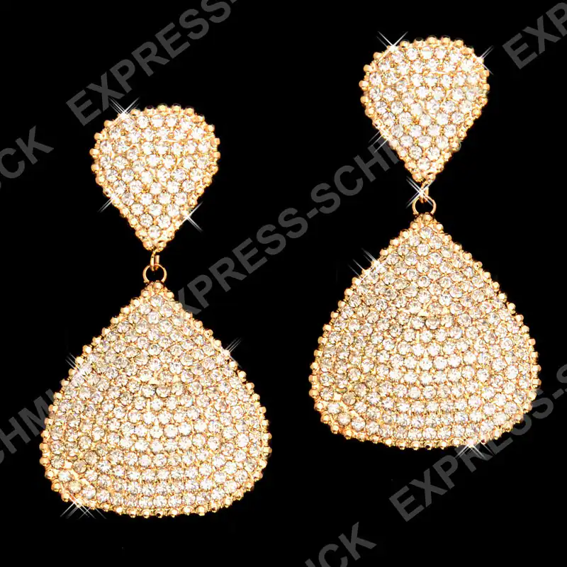 Ohrringe Chandelier Ohrhänger Damen Goldfarben Tropfen Strass Ohrschmuck Sexy