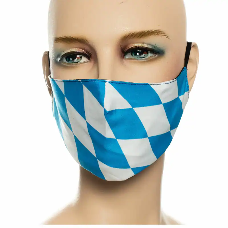 Mundmaske schlichte Muster Bayern Blau Weiss Behelfsmaske Fashion-Maske waschbar