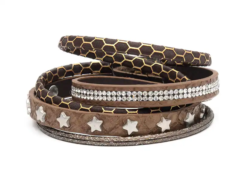 Strass-Armband Wickelarmband Stern Stars Magnetverschluss 3-strängig Neu Boho