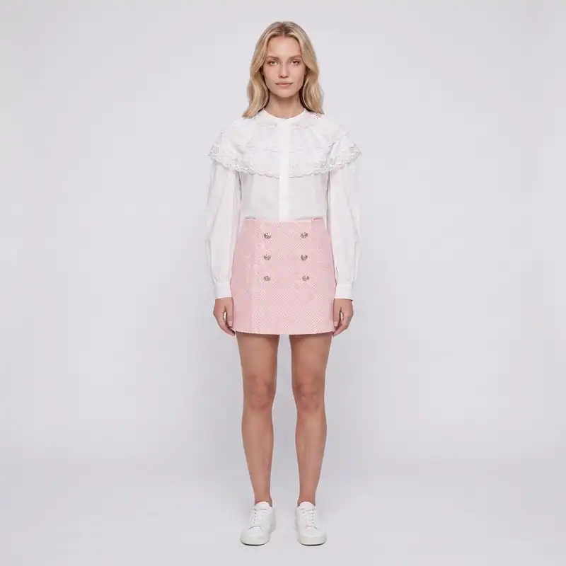 Maje Tweed-Minirock Wollmischung Rosa Gr. 38 FR Damen MFPJU00921