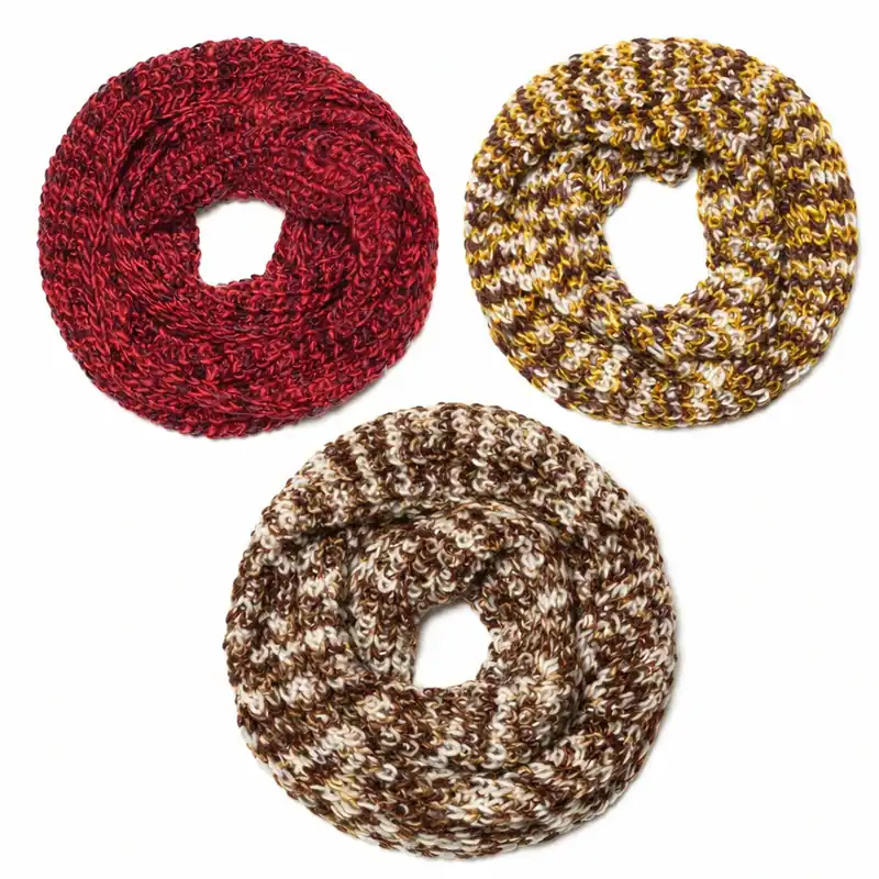 Damen Loop Schal Strickschal Grobstrick Wolle Winterschal warm weich Mehrfarbig