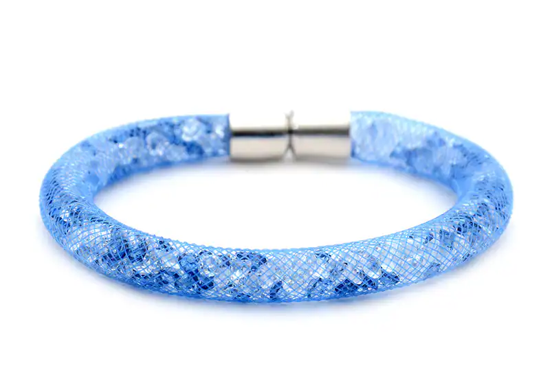 Armband Strassfüllung Kristall Netzarmband Strass Netzhülle Blau Magnetarmband