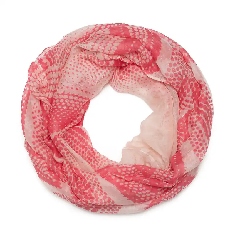 Loopschal Pink Creme Punktmuster Damen Schal leichtes Halstuch Tuch gepunktet