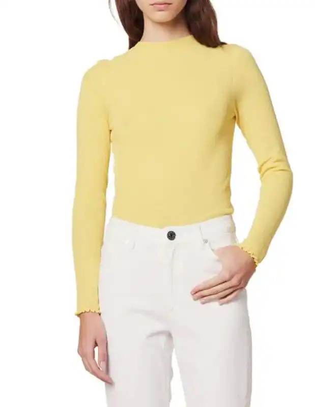 Sandro Paris Damen Strickbluse Gelb Langarm 36 S UK 8 S30050E