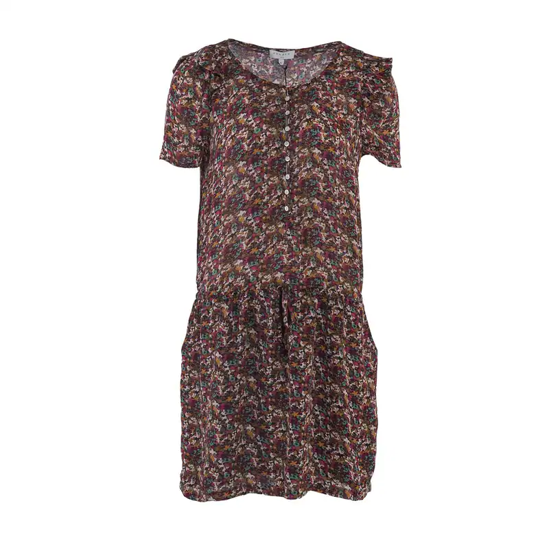 Sandro Paris Damen Kleid Mehrfarbig Blumenmuster Ärmellos Gr. 40 FR DE 38