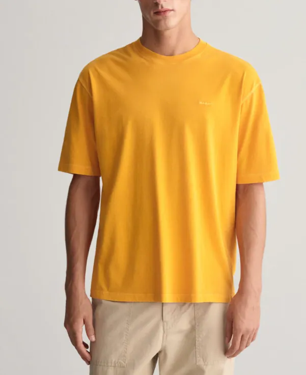 GANT Herren T-Shirt Gelb Stickerei Logo 100% Baumwolle Kurzarm Gr. M