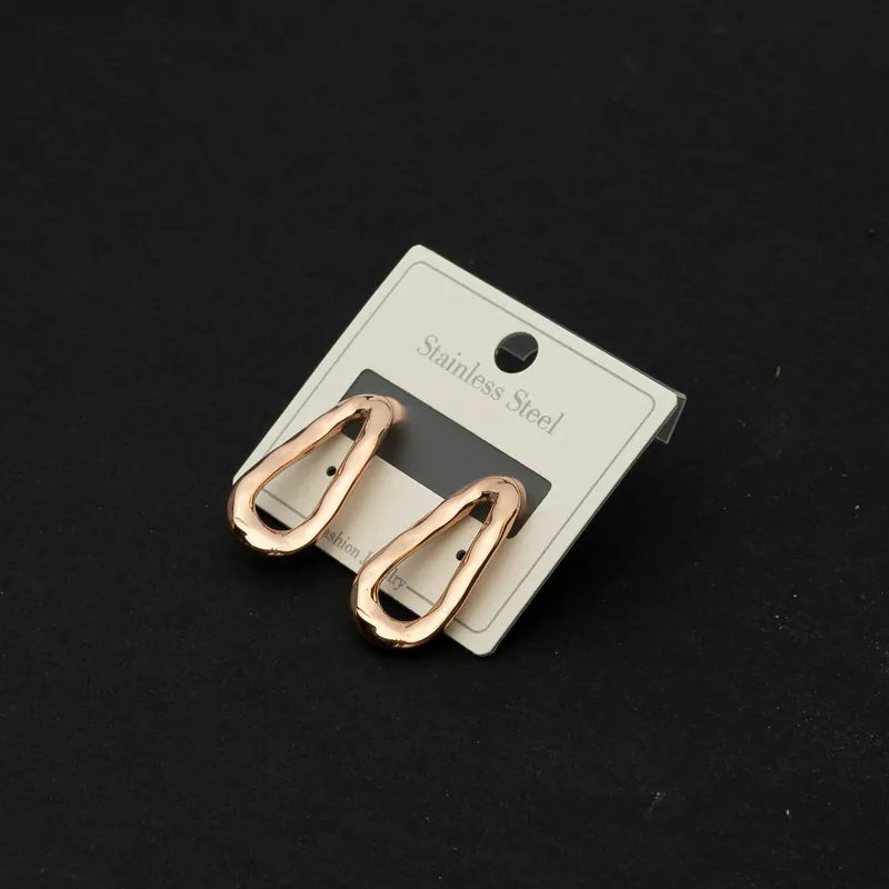 Elegante Ohrstecker Oval Form Damen Edelstahl Roségoldfarben Ohrringe Ohrschmuck
