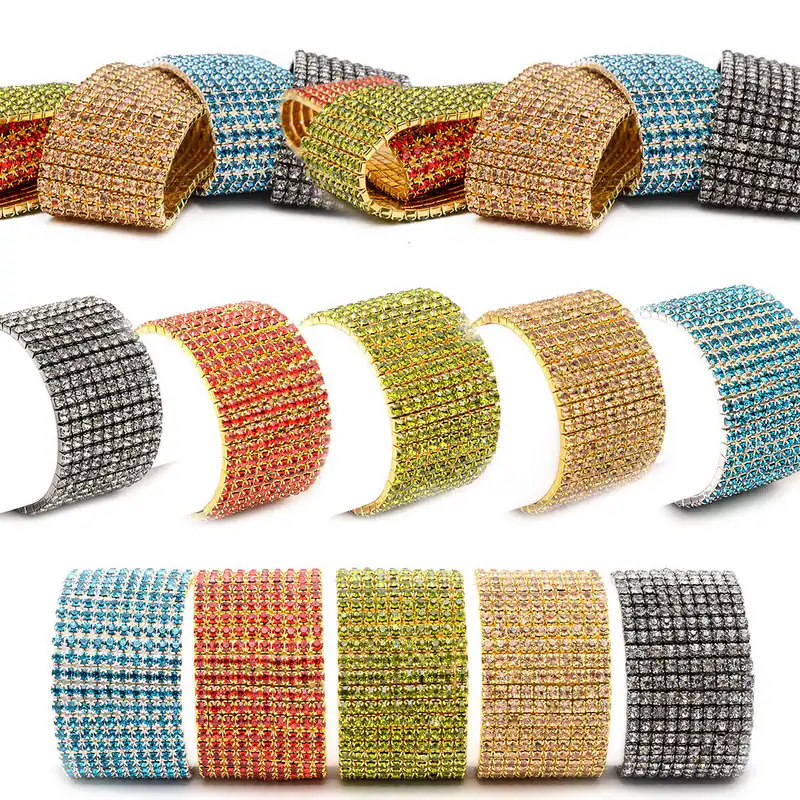 Armband Strassarmband 10 Reihen Strass mit Stretch schöne Farben Edel Glitzernd