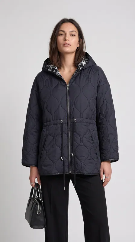 Maje Damen Wendbare Tweedjacke Schwarz Größe 34 FR MFPOU00993