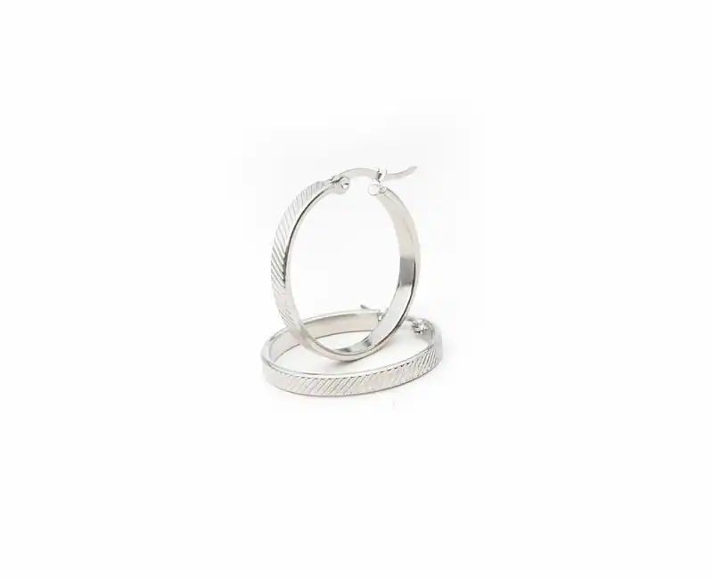Edelstahl Creolen Creole Ohrschmuck Silberfarben gestreiftes Muster Ø 2,8cm Neu