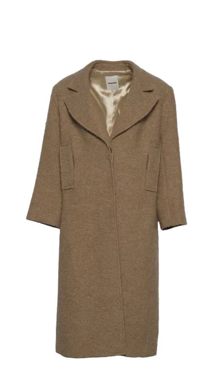 Sandro Damen langer Mantel Beige Wollmischung Größe 40 FR SFPOU00589
