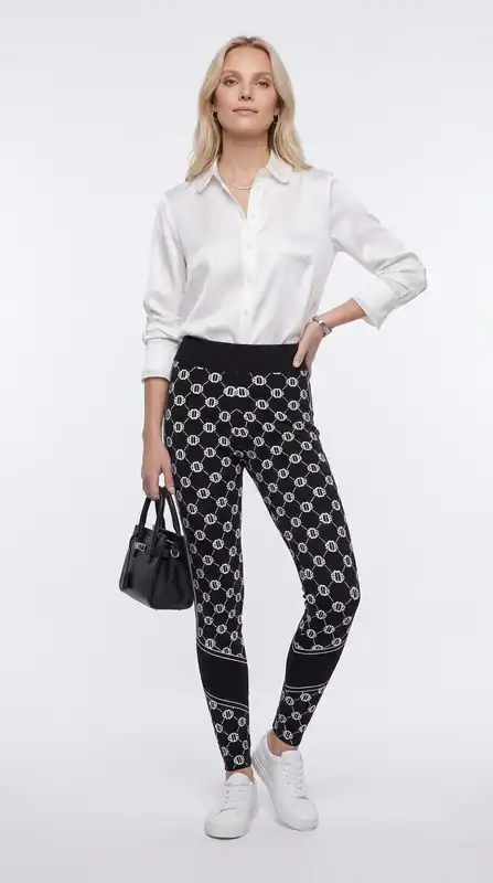 Maje Damen Strickleggings Schwarz Logo High Waist Größe 36 FR MFPPA00444