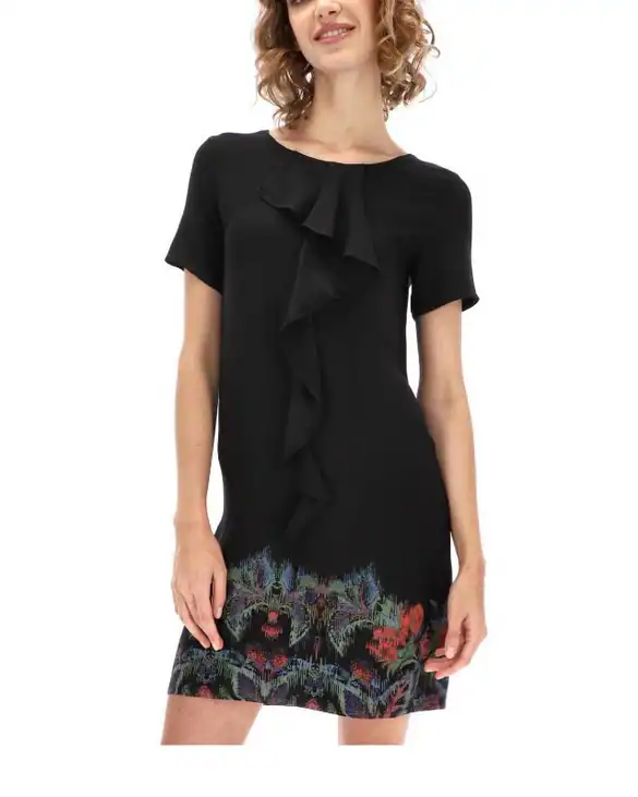 Desigual Women's Dress Shift Abstract Print Black 38 18SWVWBS