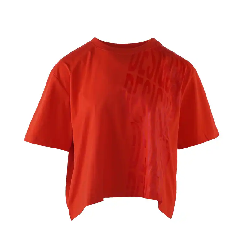 Desigual T-Shirt Orange Logo 100% Baumwolle Gr. XL Damen Kurzarm Top 22WWTK136
